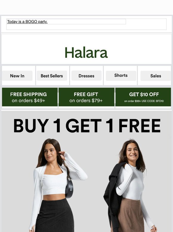 Halara: Buy 1 Get 1 Free