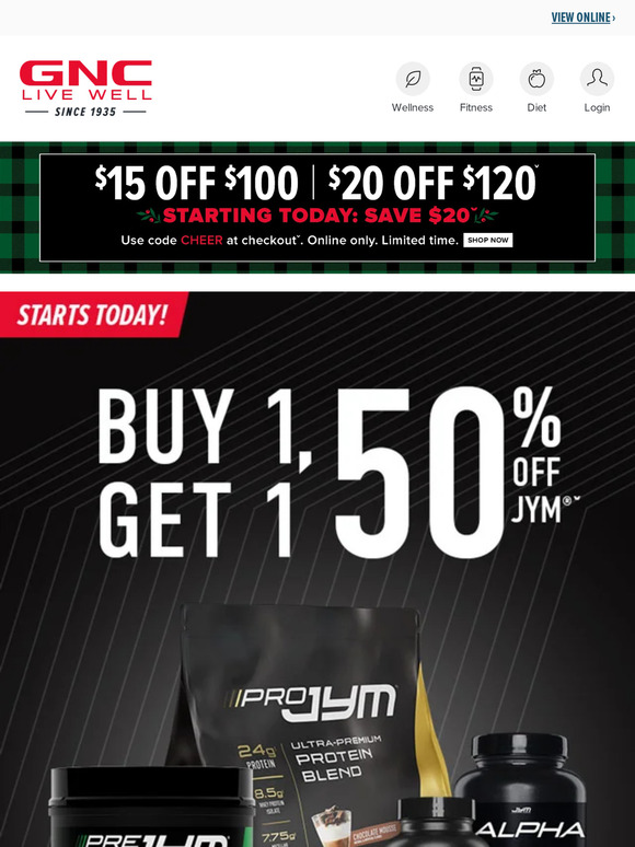 GNC Here’s what’s going on...All JYM now on sale! Milled