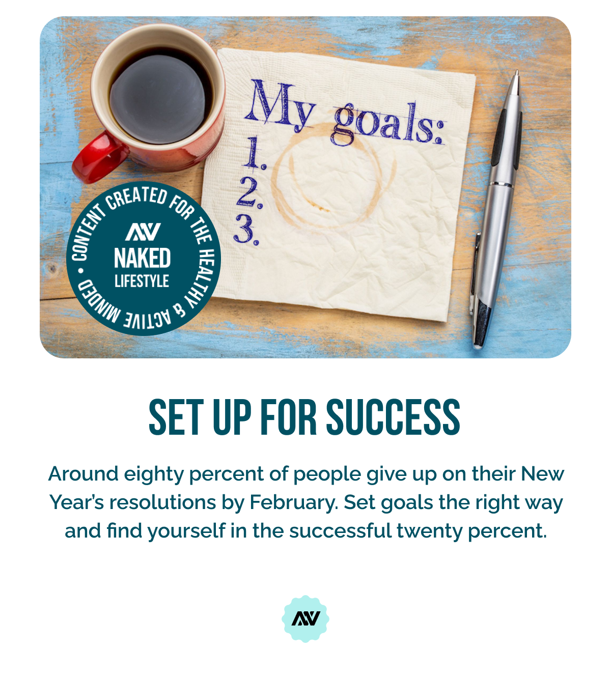 around eighty percent of people give up on their NY resolutions by February. Set goals the right way and find yourself in the successful twenty percent