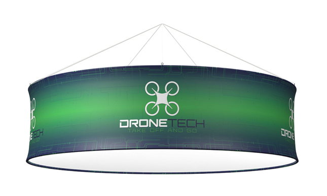 15' Round Hanging Ceiling Banner with Custom Printed Stretch Fabric