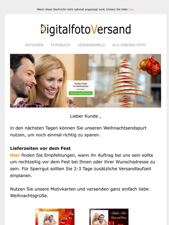 Großes Finale & Lieferzeiten vor dem Fest