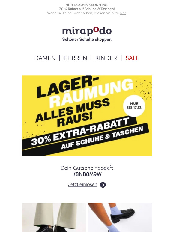 Unser letzter mirpaodo Kracher! -30% auf Schuhe & Taschen! 🎊
