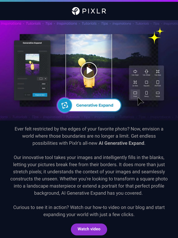 Pixlr See beyond your canvas’ border 🖼️ with the NEW AI Generative