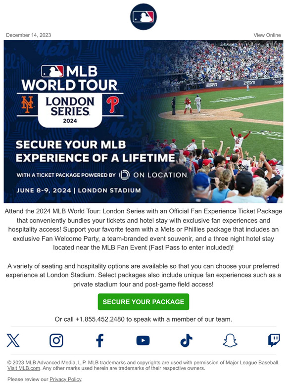 MLB Shop MLB London Series Fan Experience Ticket Packages are now