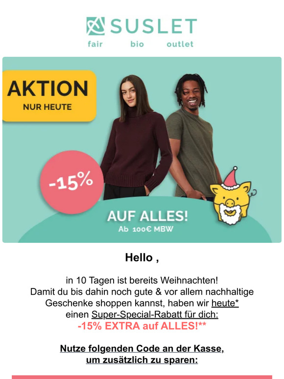 -15% extra auf ALLES 🎄 Nutze den Sparcode
