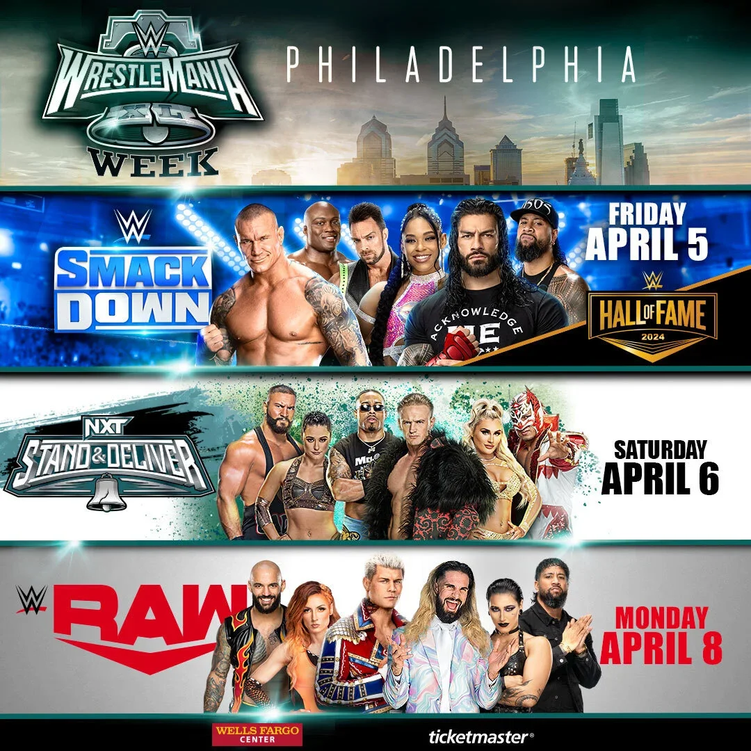 WWE Shop 🚨ONSALE NOW! WRESTLEMANIA WEEK EVENTS IN PHILLY! 🔔 Milled