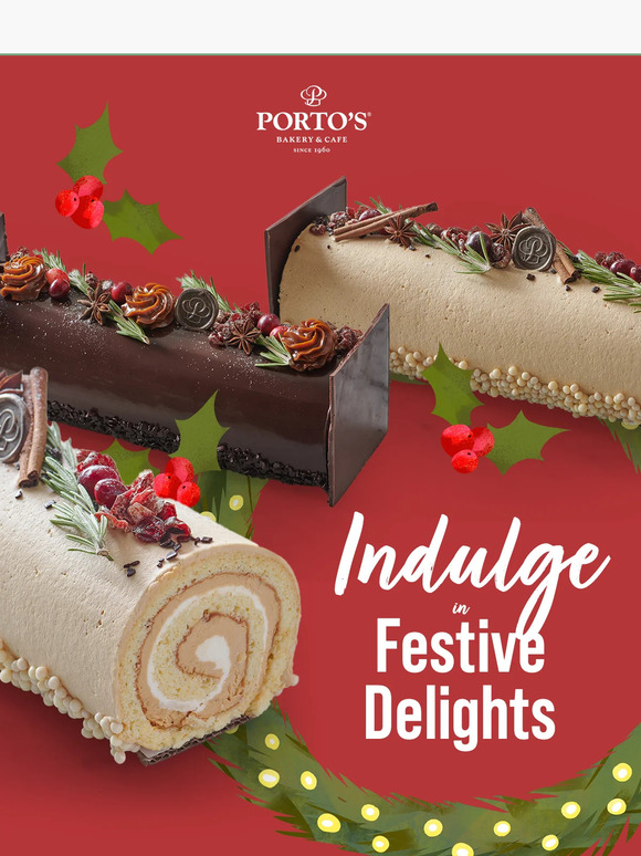 Porto's Bakery Holiday Themed Cakes & Yule Logs Await at Porto’s