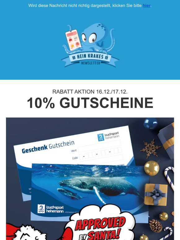 10% Gutschein Rabattaktion - nur am 16.12. und 17.12.2023 / auch als Sofortversand per E-Mail