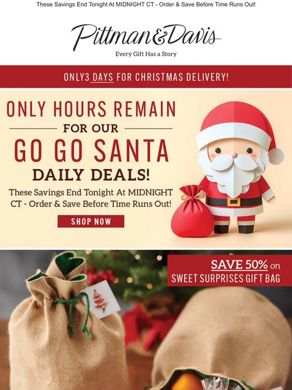 🎄 Only Hours Remain for up to 50% Off on Go Go Santa Daily Deals! 🎁