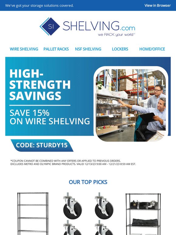 Score With These Wire Shelving Savings