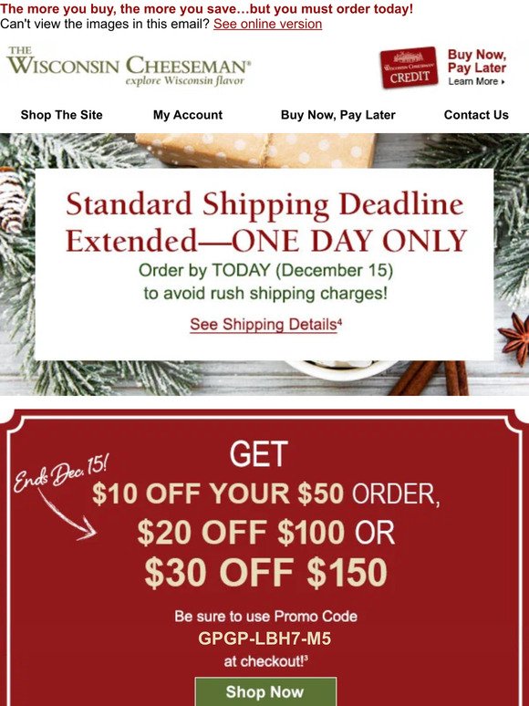 Reminder: Last Day to Save on Your Order AND Shipping