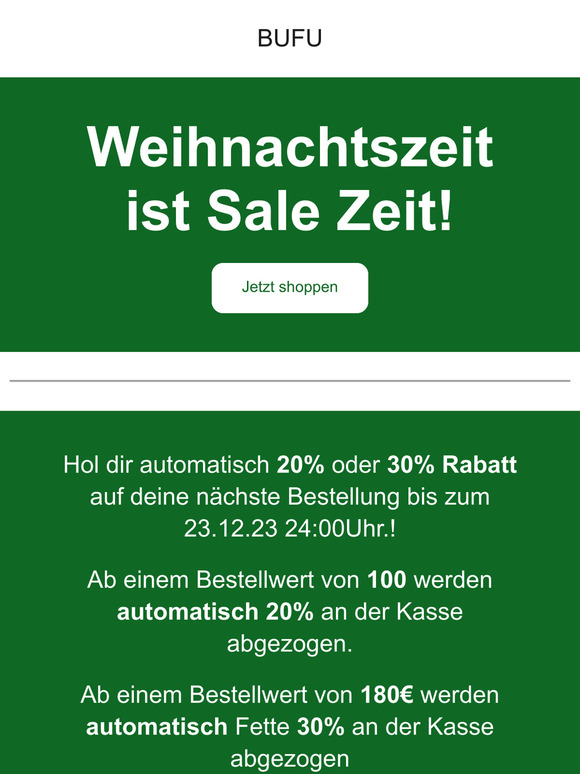 FETTE Weihnachtsrabatte bei BUFU