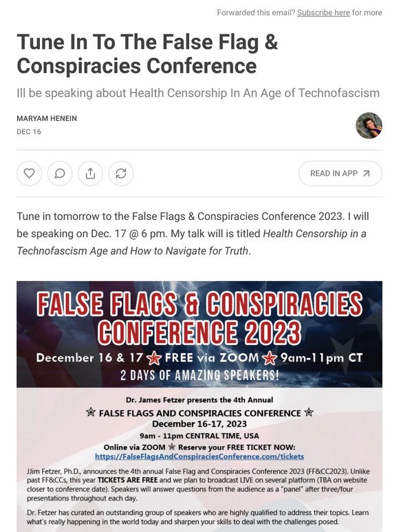 Tune In To The False Flag & Conspiracies Conference