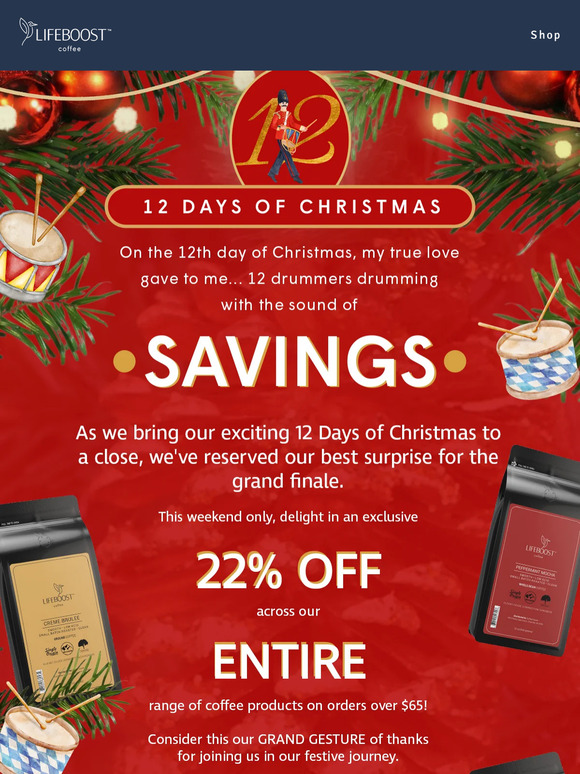 Lifeboost Coffee 12 Days of Christmas Saving the Best for Last! Milled