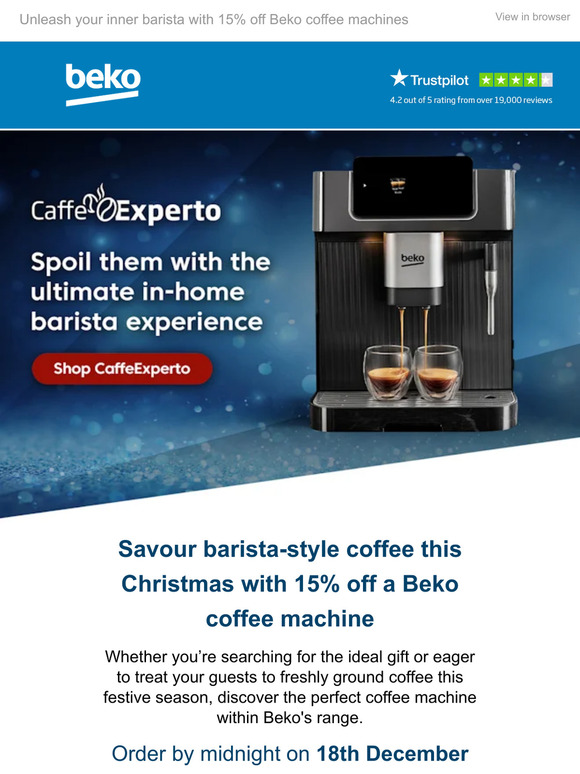 —, last chance to save 15% off our coffee machine range ☕