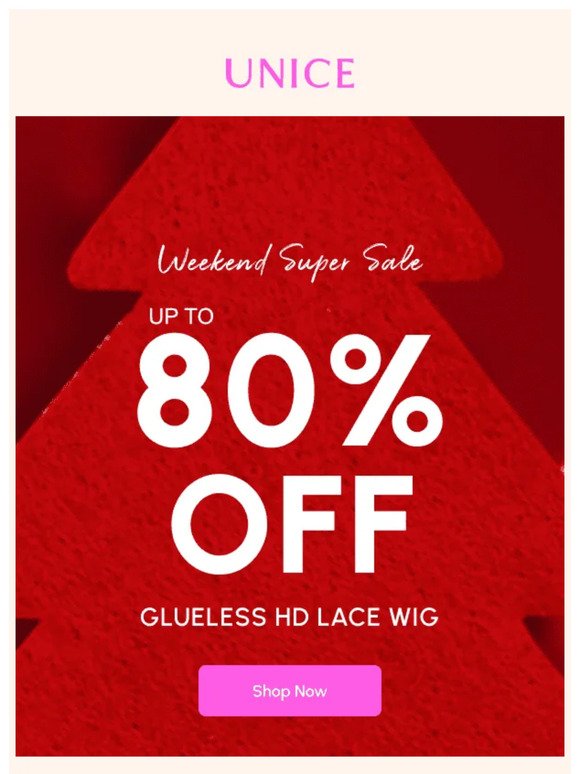 Unmissable pricing - take advantage of up to 80% off all HD lace wigs! 