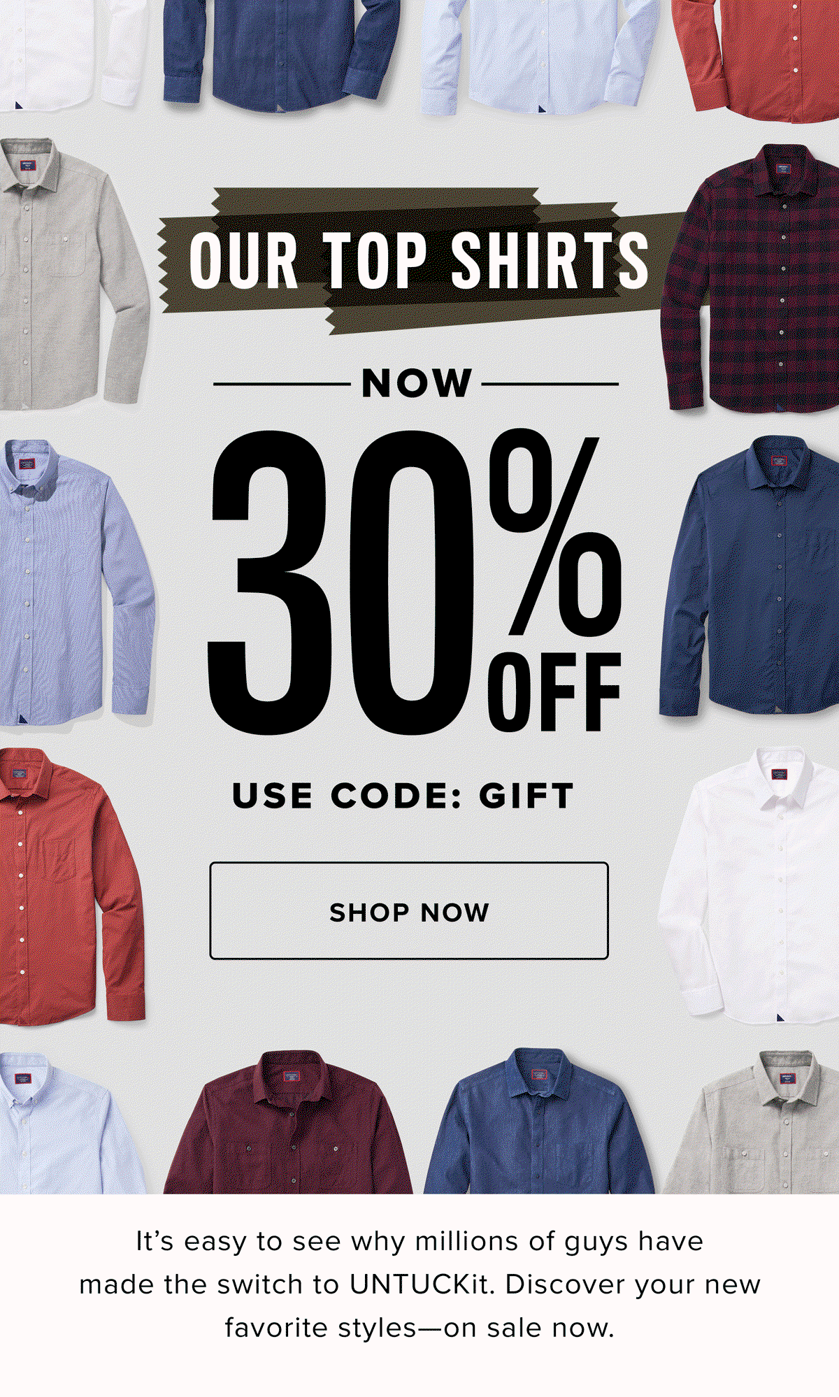 Our Top Shirts Now 30% Off