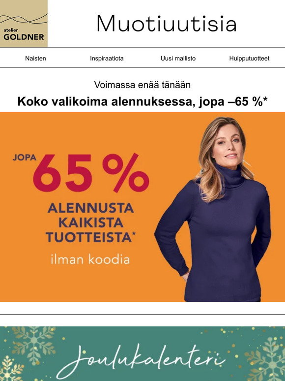 Uutta: –20 % paidoista ja puseroista