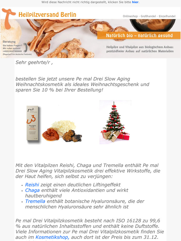 , Vitalpilzkosmetik verschenken- jetzt bestellen und 10 % sparen 🍄 🎄