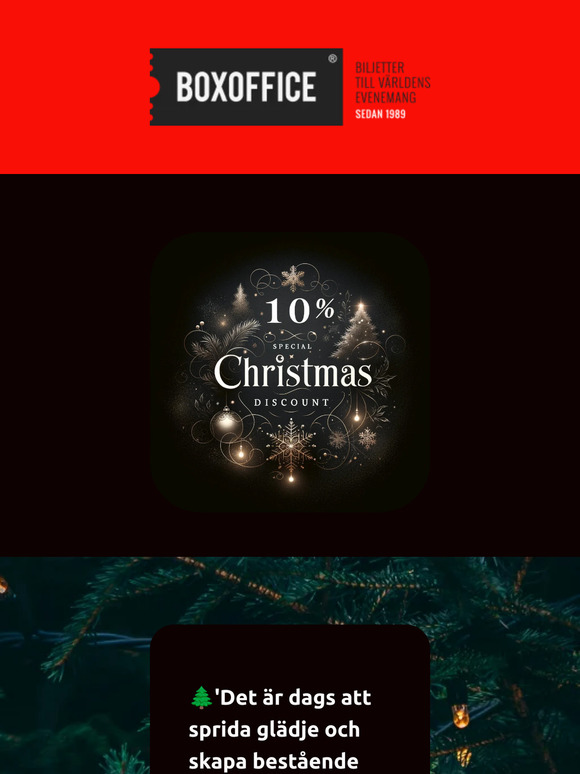 🎅Tomten kommer tidigt! - JULREA: 10% RABATT på fotbollsbiljetter, showbiljetter och attraktioner! 🌟