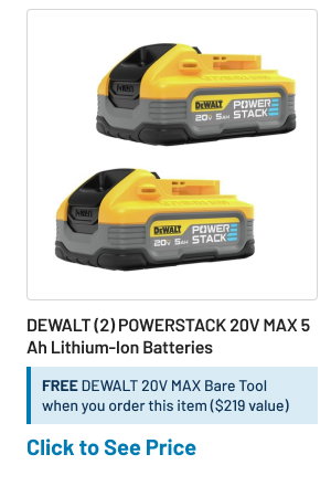 DEWALT POWERSTACK 20V MAX 5 Ah batteries