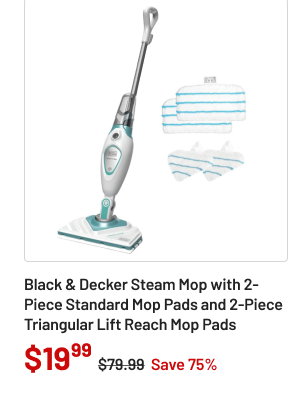 Black & Decker steam mop with 2-piece standard mop pads