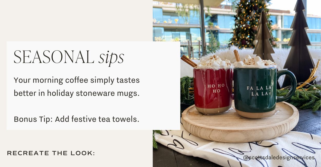 Seasonal sips. Your morning coffee simply tastes better in holiday stoneware mugs.