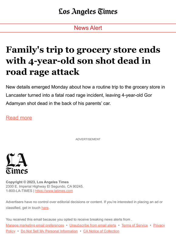 Los Angeles Times: Family's trip to grocery store ends with 4-year-old ...