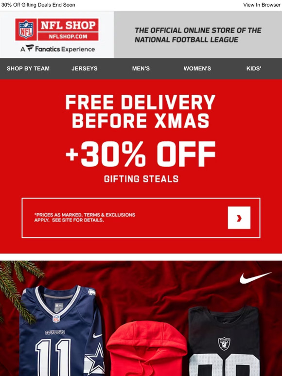 Nfl shop 30 store off