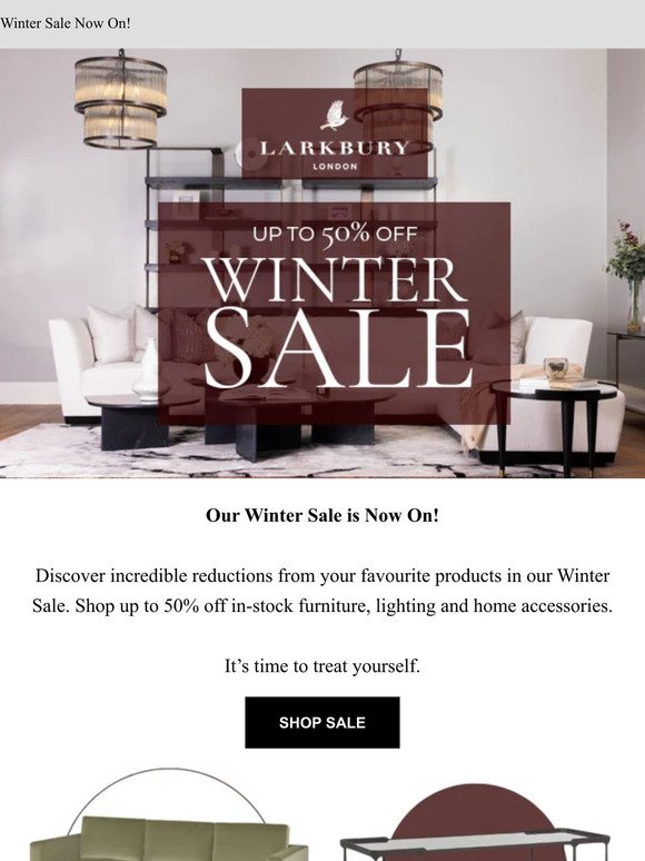 Up to 50% off in our Winter Sale