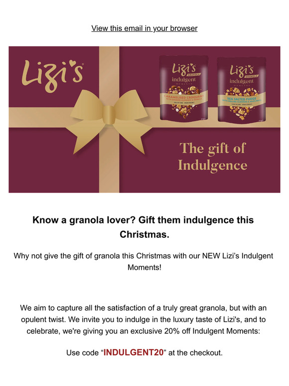 Gift indulgence this Christmas with 20% off Lizi's NEW Indulgent Moments