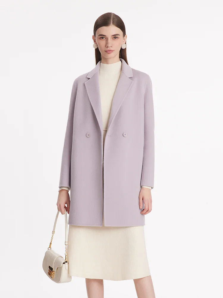 Image of Pure Wool Double-Faced Notched Lapel Women Coat