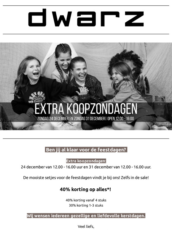 Extra koopzondag en kerstsale 40% 🎄