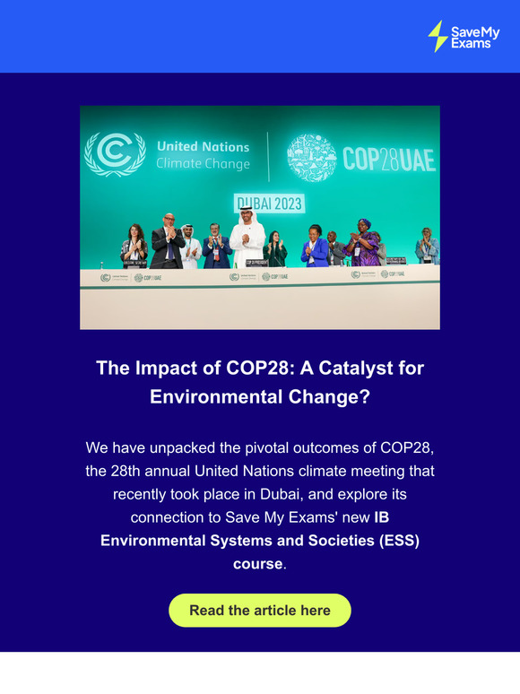 What were the outcomes of COP28: IB ESS at Save My Exams