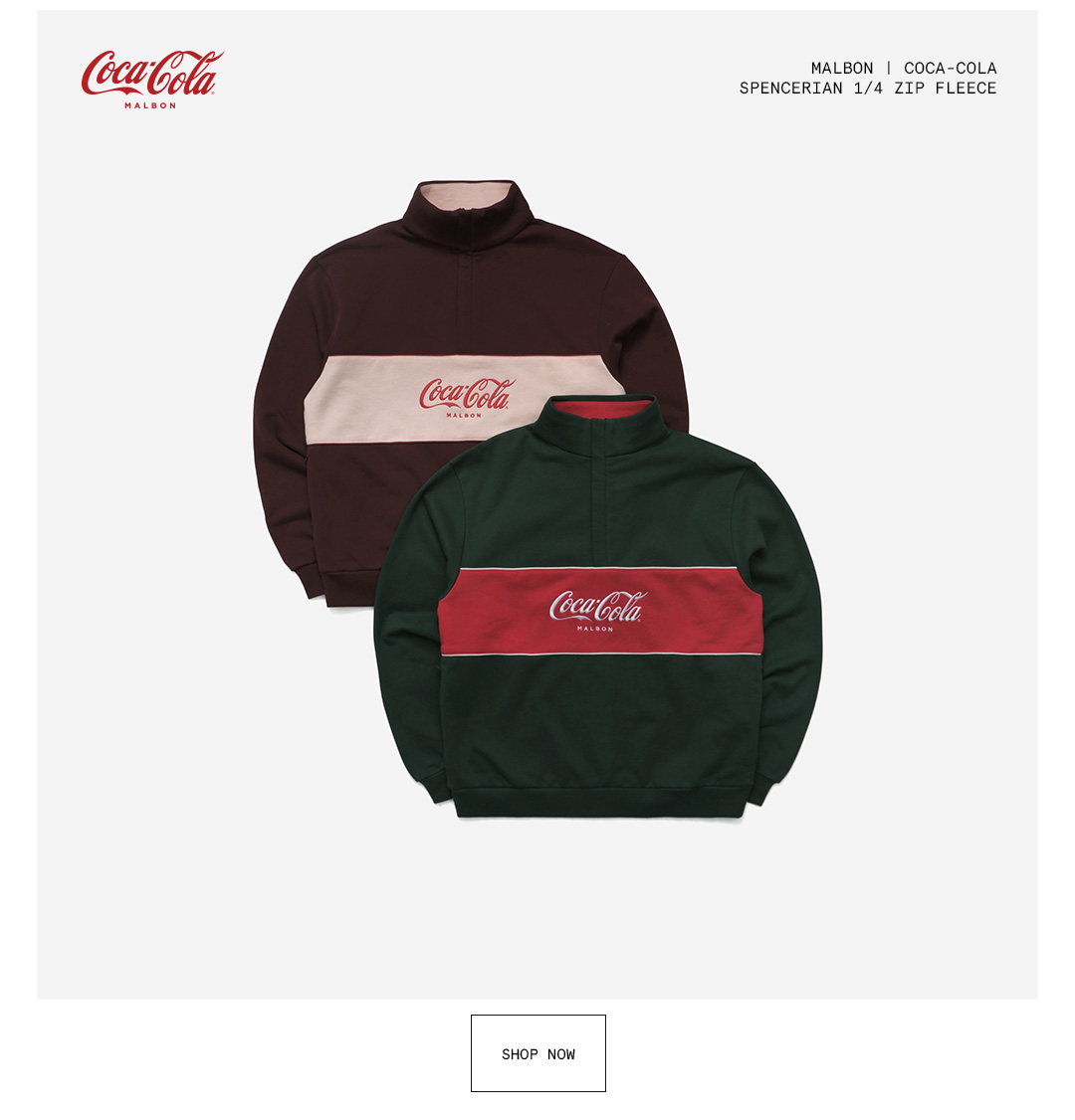 【MALBON】 [MALBONXCOCA-COLA] Fleece Zip Pullover /追跡付 Malbon Golf: Malbon | Coca-Cola Collection - Rooted in