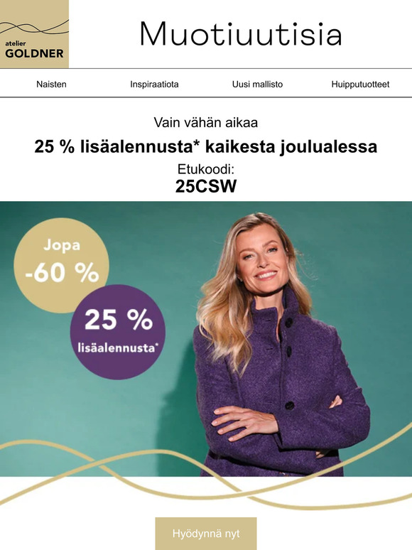25 % lisäalennusta joulualessa