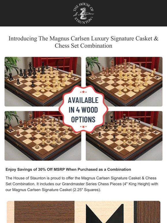 Introducing The Magnus Carlsen Luxury Signature Casket & Chess Set Combination - The Ultimate Last Minute Gift Idea!
