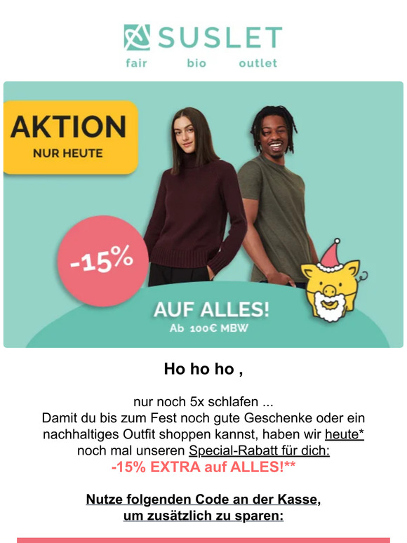 Weitere -15% auf ALLES 🎄 Nutze den Sparcode