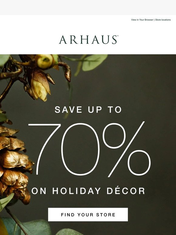 Up to 70% Off Holiday Décor!