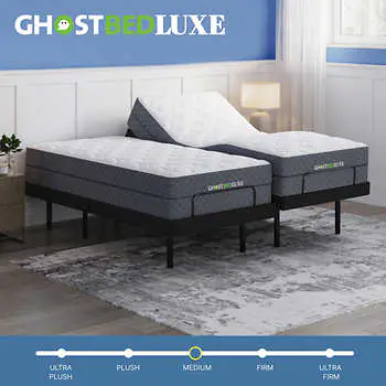 Ghostbed Luxe 13-inch Split King Memory Foam Mattress with Adjustable Base