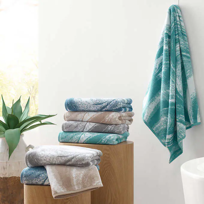 Spa Marble Cotton Bath Towel, 2-Piece Set