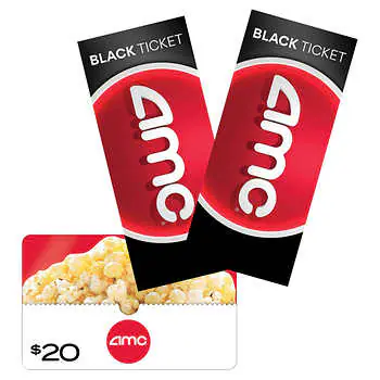 AMC Theatres - Two Standard/Digital Movie Black Tickets, Plus $20 eGift Card