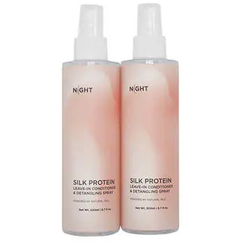 Night Silk Protein Leave-in Conditioner and Detangler Spray, 2-Pack