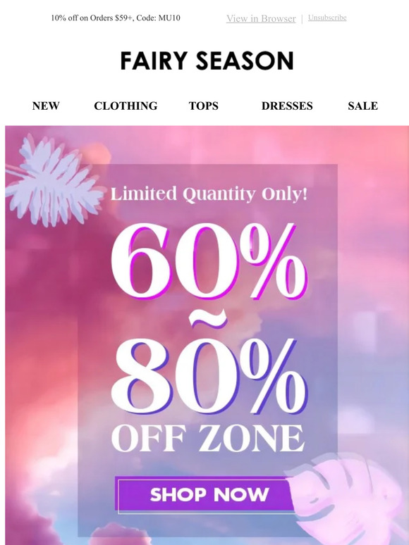 Limited Quantity Sale Only! Up To 80% Off!
