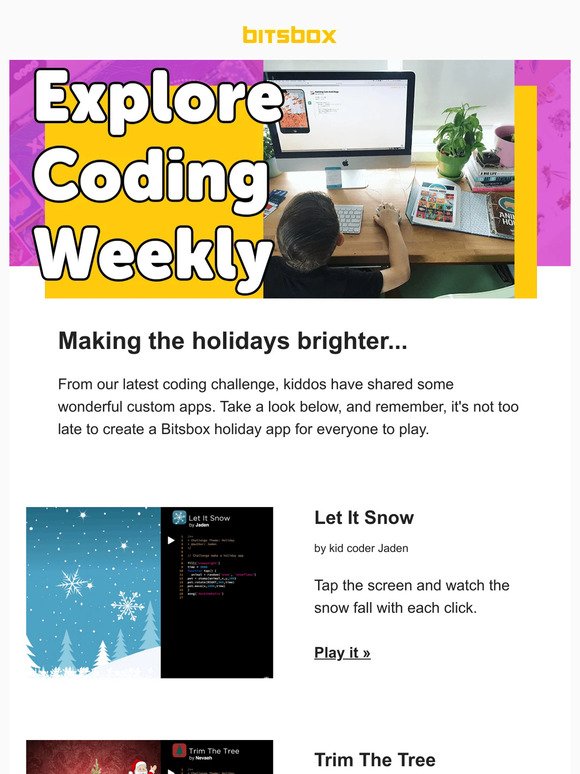 Explore Coding Weekly: Kid-Coded Holiday Apps