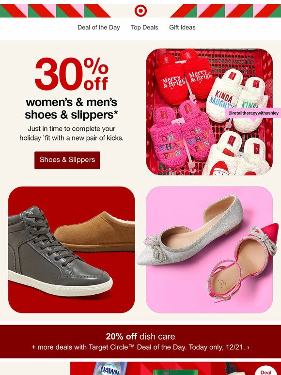 Shoes & slippers sale! 30% off men's & women's.