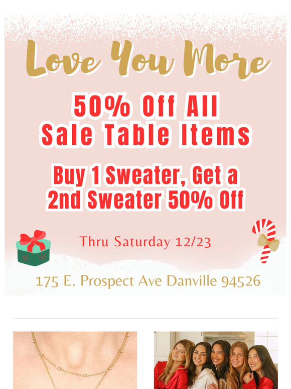 50% Off Sale Thru 12/23
