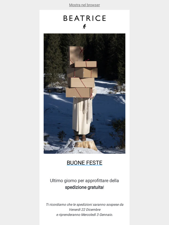 Ultimo giorno di spedizione gratuita!