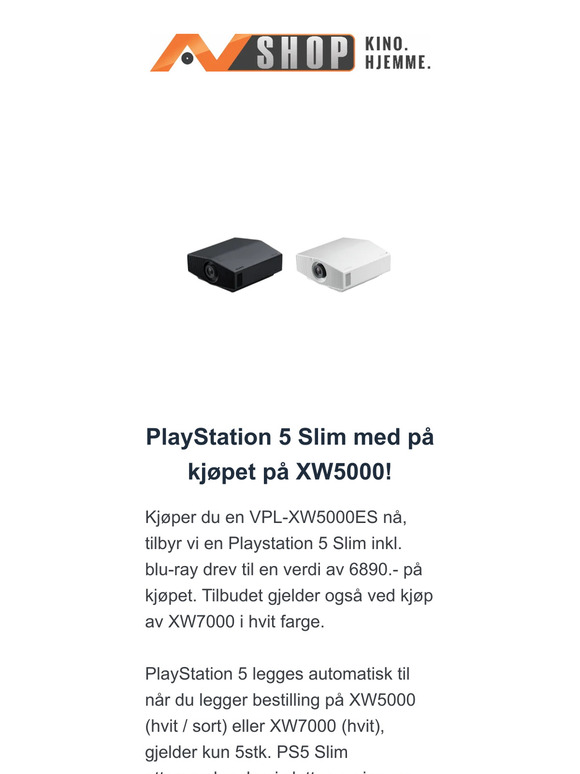 Gratis PS5 Slim ved kjøp av Sony XW5000!