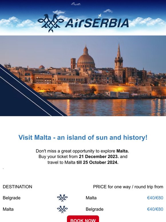 — ✈️ Visit Malta - an island of sun and history! 👉️ One way tickets from €40 ✈️